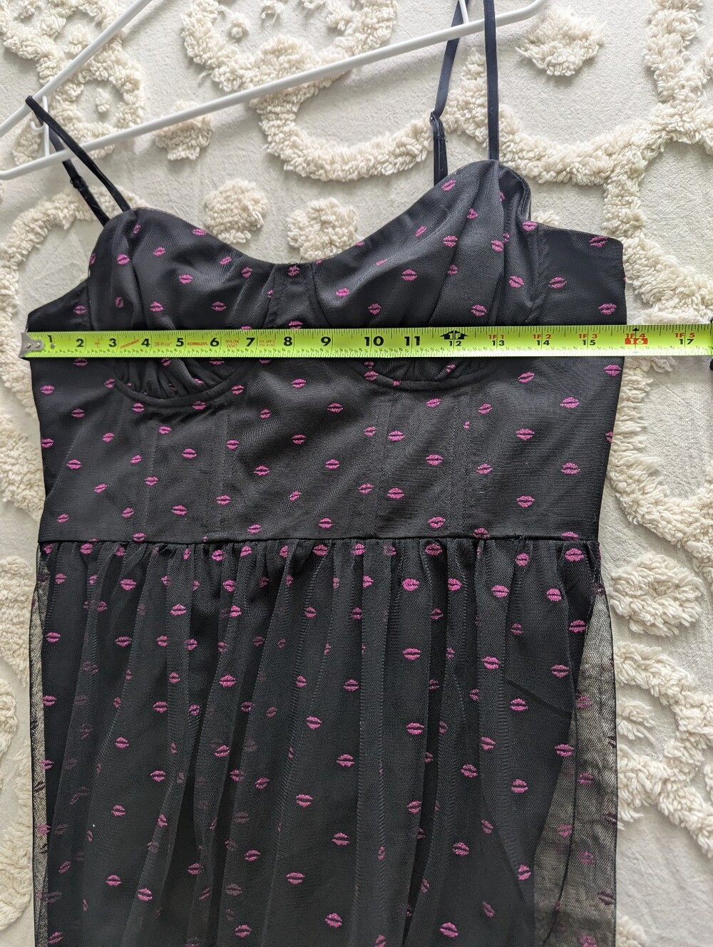 Betsey Johnson Black Tulle Lip Print Bustier Midi Dress Size 10 - Picture 9 of 11